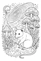 Free Opossum Coloring Page - Young Ollie by a Starry Pond (Printable PDF)