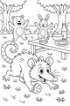Free Opossum Coloring Page - Picnic Surprise with Forest Friends (Printable PDF)