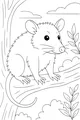 Free Opossum Coloring Page - Cute Ollie on a Tree Branch (Printable PDF)