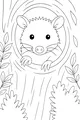 Free Opossum Coloring Page - Peeking From Woodland Tree Hollow (Printable PDF)