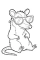 Free Opossum Coloring Page - Funny Cartoon With Sunglasses (Printable PDF)