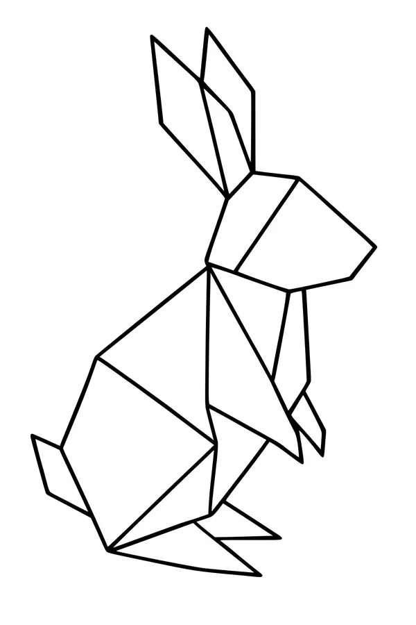 Free Rabbit Coloring Page - Geometric Origami Bunny (Printable PDF)