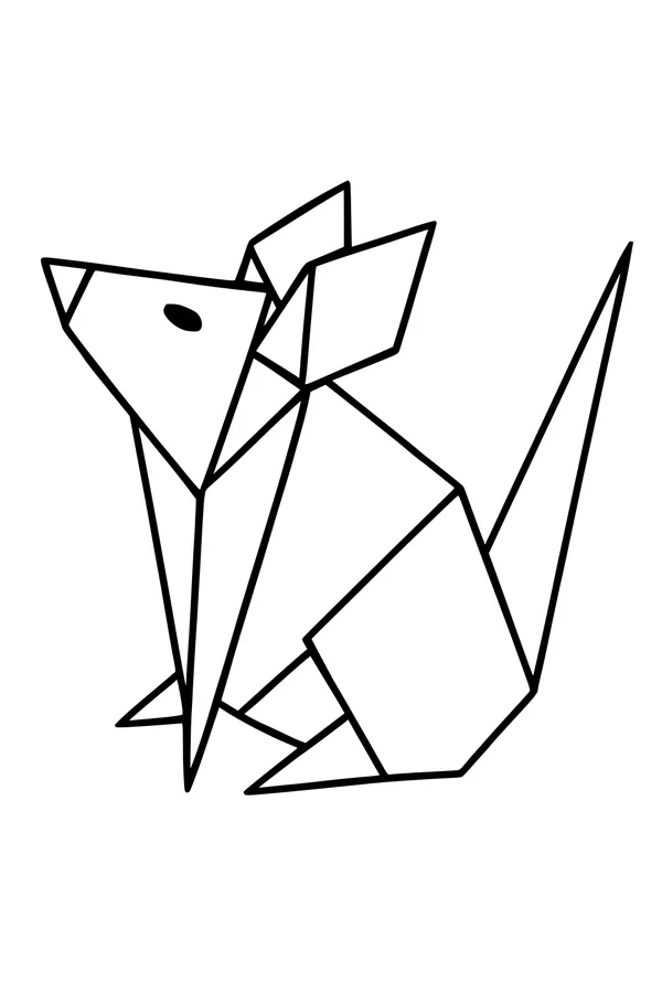 Free Mouse Coloring Page - Cute Origami Geometry Design (Printable PDF)