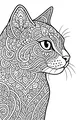 Free Cat Coloring Page - Paisley Floral Profile Design (Printable PDF)