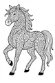 Free Horse Coloring Page - Swirly Mustang With Flowing Mane (Printable PDF)