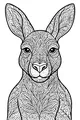 Free Kangaroo Coloring Page - Fancy Ears With Leaf Patterns (Printable PDF)