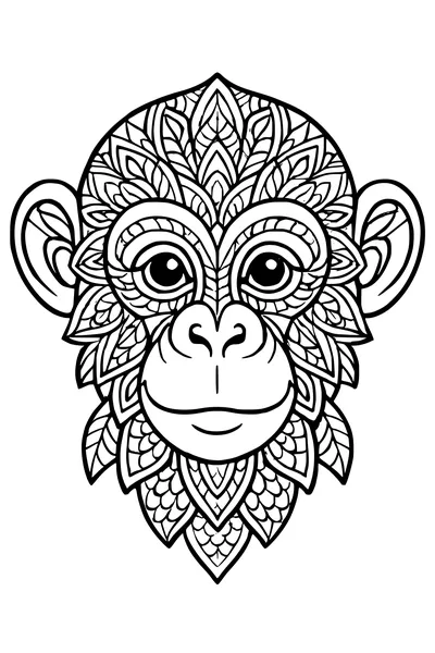 Free Monkey Coloring Page - Magical Leaf Mask Face (Printable PDF)