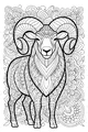 Free Ram Coloring Page - Majestic Horns and Swirling Meadow (Printable PDF)