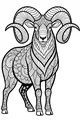 Free Sheep Coloring Page - Swirly-Horned Patterned Wool Design (Printable PDF)