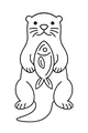 Free Otter Coloring Page - Cute Cartoon Otter With Fish (Printable PDF)