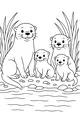 Free Otter Coloring Page - Cute Riverbank Family Gathering (Printable PDF)