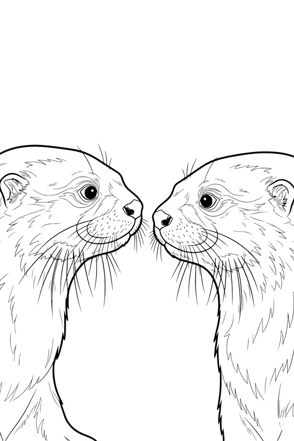 Free Otter Coloring Page - Face-to-Face Whisker Standoff (Printable PDF)