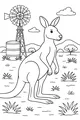 Free Kangaroo Coloring Page - Sunny Outback Field Scene (Printable PDF)