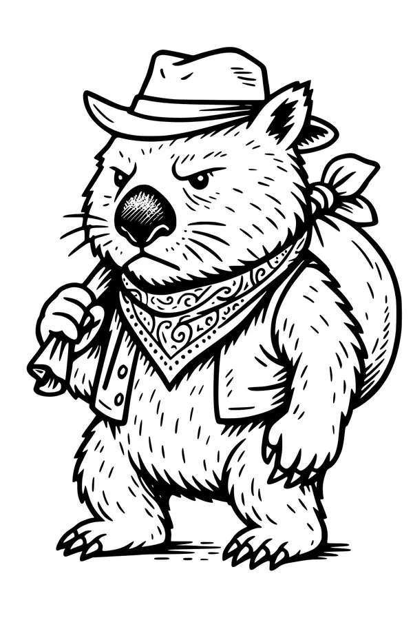 Free Wombat Coloring Page - Outback Explorer With Map (Printable PDF)