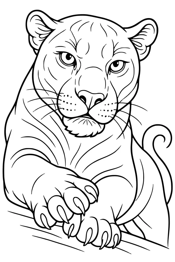 Free Panther Coloring Page - Jungle Branch Princess (Printable PDF)