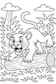 Free Panther Cub Coloring Page - Playful Jungle Log Climb (Printable PDF)