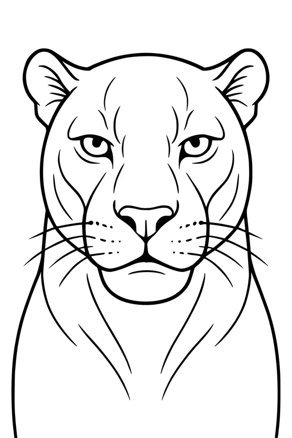 Free Panther Coloring Page - Front-Facing Jungle Cat Portrait (Printable PDF)