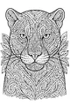 Free Jaguar Panther Coloring Page - Patterned Rainforest Face (Printable PDF)