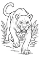 Free Panther Coloring Page - Prowling Jaguar in Tall Grass (Printable PDF)