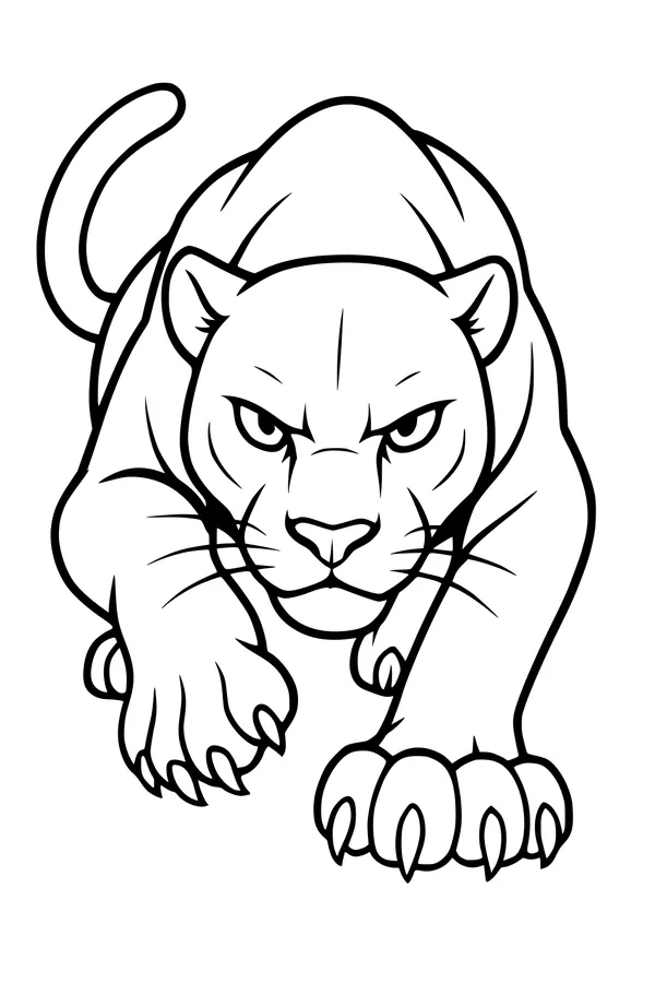 Free Panther Coloring Page - Crouching Jungle Predator (Printable PDF)
