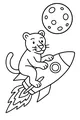 Free Panther Cub Coloring Page - Rocket Ride to the Moon (Printable PDF)