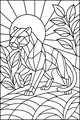 Free Panther Coloring Page - Geometric Big Cat at Sunrise (Printable PDF)