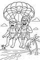 Free Grandparents Coloring Page - Elderly Couple Parasailing Over Tropical Beach (Printable PDF)
