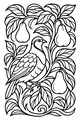 Free Partridge in a Pear Tree Coloring Page - Folk Art Christmas Scene (Printable PDF)