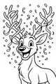 Free Deer Coloring Page - Smiling Party Deer With Confetti Antlers (Printable PDF)