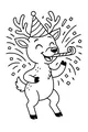 Free Reindeer Coloring Page - Festive Party Hat and Confetti Fun (Printable PDF)