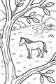 Free Horse Coloring Page - Little Brown Horse in Grassy Field (Printable PDF)