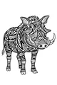 Free Warthog Coloring Page - Tribal Patterned Wildlife Art (Printable PDF)