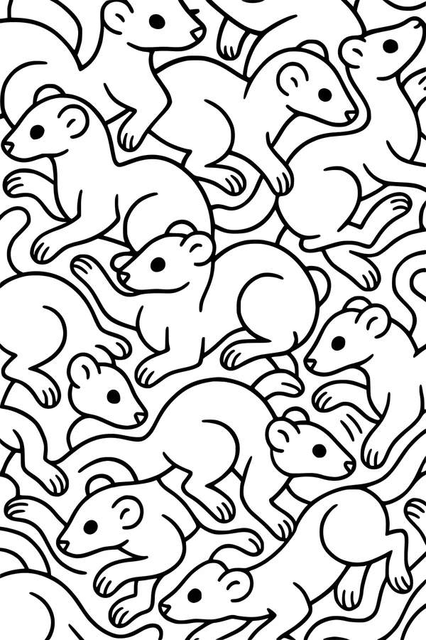 Free Weasel Coloring Page - Playful Weasel Pattern Tangle (Printable PDF)