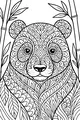 Free Bear Coloring Page - Patterned Bear in Bamboo Grove (Printable PDF)