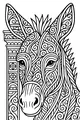Free Donkey Coloring Page - Swirly Ears and Patterned Column (Printable PDF)
