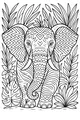 Free Elephant Coloring Page - Zigzag Ears in Leafy Jungle (Printable PDF)