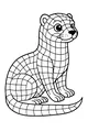 Free Ferret Coloring Page - Patchwork Cartoon Ferret Sitting Upright (Printable PDF)