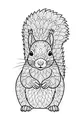 Free Squirrel Coloring Page - Leafy Patterned Fur and Bushy Tail (Printable PDF)