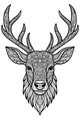 Free Stag Deer Coloring Page - Intricate Patterned Antler Head (Printable PDF)