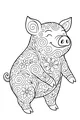 Free Pig Coloring Page - Whimsical Swirly Pig With Flowers (Printable PDF)