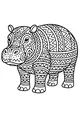 Free Hippopotamus Coloring Page - Geometric Pattern Parade (Printable PDF)