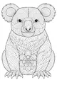 Free Koala Coloring Page - Swirly Ears and Flower Belly (Printable PDF)
