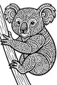 Free Koala Coloring Page - Swirly Patterns in a Tree (Printable PDF)