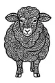 Free Sheep Coloring Page - Swirly Patterned Wool in a Flower Meadow (Printable PDF)
