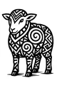 Free Sheep Coloring Page - Geometric Swirl Wool Design (Printable PDF)