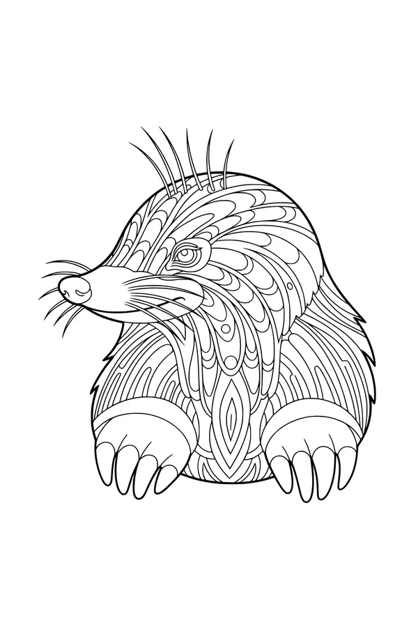 Free Mole Coloring Page - Whiskery Underground Digger (Printable PDF)