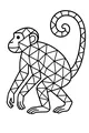 Free Monkey Coloring Page - Geometric Patterns and Spiral Tail (Printable PDF)