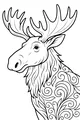 Free Moose Coloring Page - Swirly Antlers and Shaggy Fur (Printable PDF)