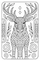 Free Moose Coloring Page - Patterned Antlers in Forest Leaves (Printable PDF)
