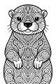Free Otter Coloring Page - Swirly Patterned Otter Sitting Still (Printable PDF)